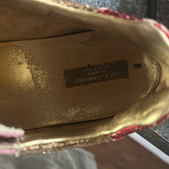 Dolce & Gabbana Gold,Red,Pink Glitter Sneakers Size 36 It - Picture 6 of 6